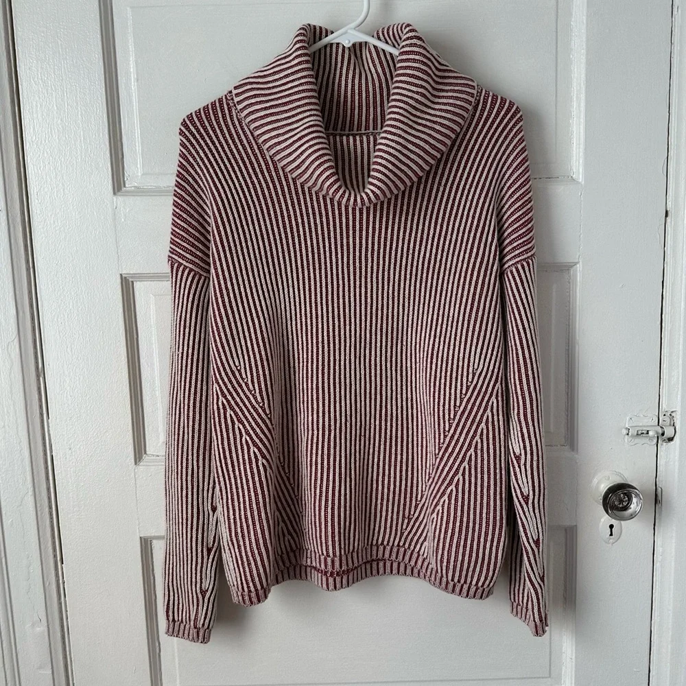 3/$20 💥 Rachel Zoe Burgundy‎ Chunky Ribbed Knit Cowl Neck Sweater Cotton Blend